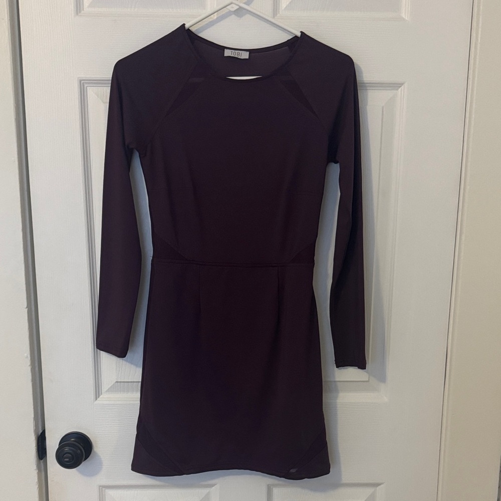 Long Sleeve Purple Dress with Sheer Back